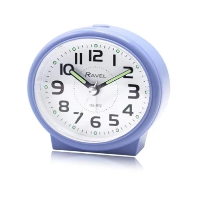 Image of Ravel Oval Modern Midsize Bedside Alarm Clock with Snooze and Light Analogue Quartz RC046 .7 Lilac