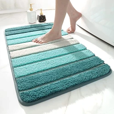 Image of DEXI Bath Mat 50 x 80 cm, Non Slip Washable Bathroom Mat, Extra Soft and Absorbent Mats for Floor, Tub, Shower, Turquoise