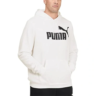 Image of PUMA Men&#039;s Essentials Big Logo Fleece Hoodie Hooded Sweatshirt, White, S