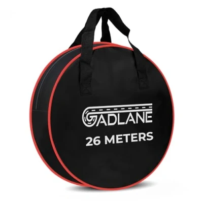 Image of GADLANE Cable Storage Bag Water Resistant Caravan Fits 26m of Double Carry Handle &amp; Zip EV Charging Ideal for Car Jump Leads, Garden Hose Pipes (Black) 40cm