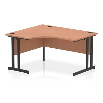 Image of Impulse 1400 LH Crescent Desk Beech/Black Cantilever Leg