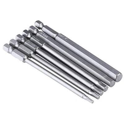 Image of Gasea 6pcs 100mm 1/4 inch Shank H2.5 H8 Inner Hex Head Magnetic Screwdriver Bits