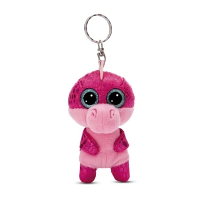 Image of NICI 49391 Keyholder GLUBSCHIS Dragon Kay 9cm Pink Sustainable Companion Cuddly Animal Pendant with Metal Ring to Hang on Keys, Cord, Bag