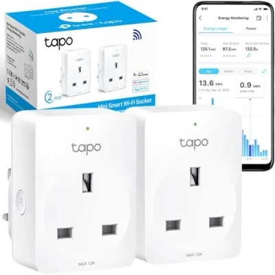 Image of Tapo Smart Plug with Energy Monitoring, works Alexa and Google Home,Wi Fi Plug, Remote Control,Device Sharing,No Hub Required TapoP110 (2 Pack), packaging may vary