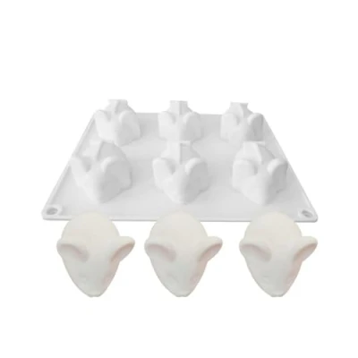 Image of 6 Cavity Mouse Shaped Silicone Mold Fondant Chocolate Mould Halloween Cake Baking Supplies
