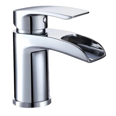 Image of Hapilife Basin Taps Waterfall Mixers Bathroom Sink Mixer Tap Semi open with UK Hoses Chrome Brass