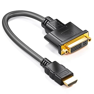Image of deleyCON HDMI to DVI Adapter Cable Plug Socket 24+5 1080p Full HD HDTV 1920x1080 for TVs Projectors PCs Black