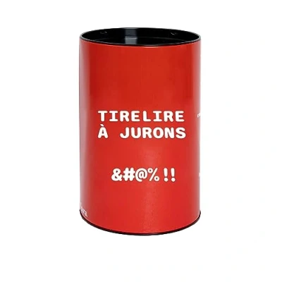 Image of Fisura Original money box. Large steel box for adults. Tin gift. Funny. Measures: 13 centimetres x 20 centimetres. (XXL jurons, red)