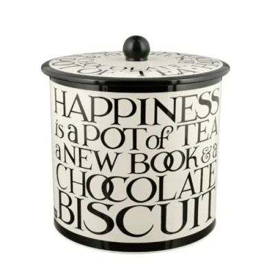 Image of Emma Bridgewater Toast &amp; Marmalade Biscuit Barrel Decorative Storage Tin with Black White Typography Keeps Biscuits Fresh and Stylish