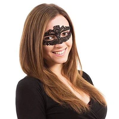 Image of Black Cut Out Lace Eye Mask