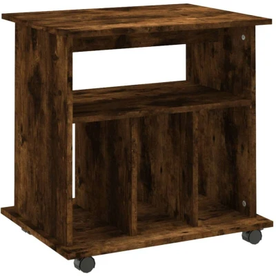 Image of vidaXL Rolling Cabinet Smoked Oak 60x45x60 cm Engineered Wood