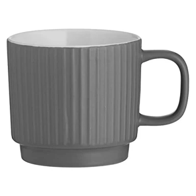 Image of Mason Cash Grey Embossed Line Mug, 355 ML