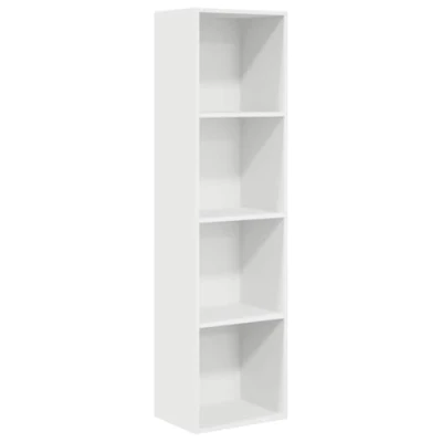 Image of vidaXL White Bookcase/Bookshelf Storage Cabinet Engineered Wood, 152 cm Height, Ample Open Compartments for Living Room, Bedroom, Hallway