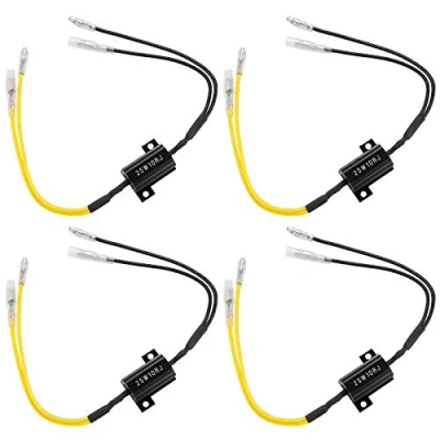 Image of Kinstecks 4PCS 25W 10Ohm LED Load Resistors Turn Signal Resistor Flasher Adaptor Flash Fix Error for Lights License Plate DRL Yellow Black