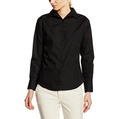 Image of Premier Workwear Ladies Long Sleeve Poplin Blouse Black 8