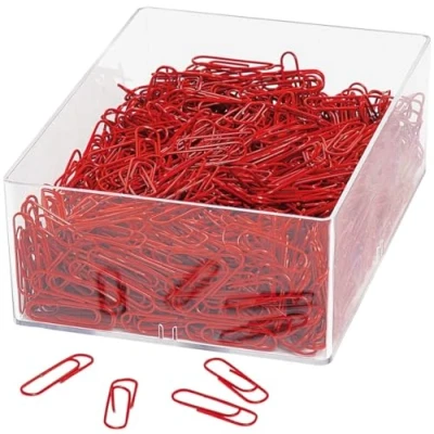 Image of Wedo 9012446 Plastic Coated Metal Paper Clips 27 mm Pack of 1000 red
