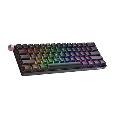 Image of Geeky GK61 60% Hot Swappable Mechanical Gaming Keyboard 61 Keys Multi Color RGB LED Backlit for PC/Mac Gamer ANSI US American Layout (Black, Blue)