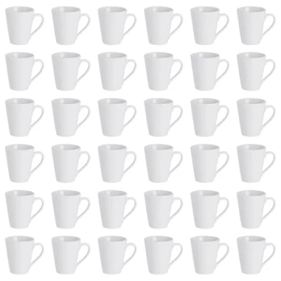 Image of Argon Tableware White Coffee Mug Set of 36 285ml Dishwasher Safe Mugs Cup Hot Drinks Tea for Latte, Tea, Coffee, Cappuccino, Chocolate