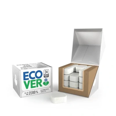 Image of Ecover Zero Dishwasher Tablets, Salt &amp; Rinse Aid Cleaning, Biodegradable Formula, Fragrance, Pack of 1, 24 Tablets.