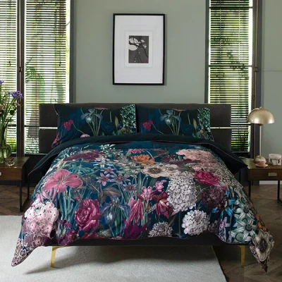 Image of The Lyndon Company Tivoli Nightime Duvet Set Black Super King