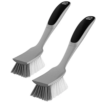 Image of MR.SIGA Dish Brush with Non Slip Handle Built in Scraper, Scrub for Pans, Pots, Kitchen Sink Cleaning, 2 Pack