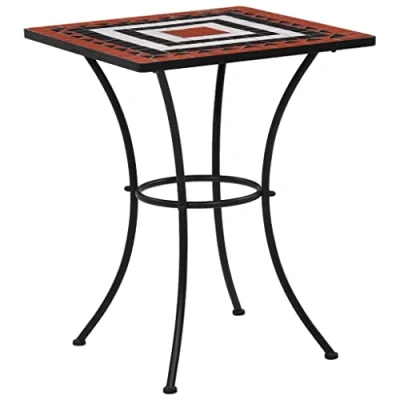 Image of vidaXL Mosaic Bistro Table Terracotta and White Sturdy Ceramic Tabletop Coffee for Balcony Garden 60 x 76 cm
