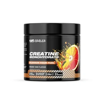 Image of Out Angled Creatine Monohydrate Powder, Orange Tang, 50 Servings, Micronised for Easy Mixing, Muscle Growth, Recovery and Strength Performance
