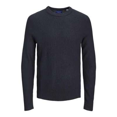 Image of JACK &amp; JONES Men&#039;s Jorkyle Knit Crew Neck Jumper, Total Eclipse, S