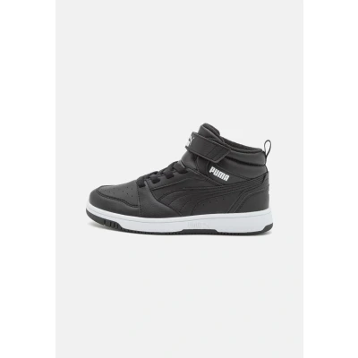 Image of Puma Rebound MID Unisex Hightop trainers for kids, Size: 1, Shadow gray/black/white Synthetics
