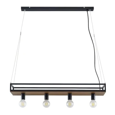 Image of Lindby Kirista pendant light, 4 bulb, black, wood, 100 cm