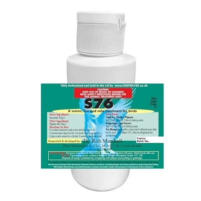 Image of Fab Finches s76 for Air Sac Birds Mites Red Mite Worms Wormer Lice In Water Treatment (100ml)