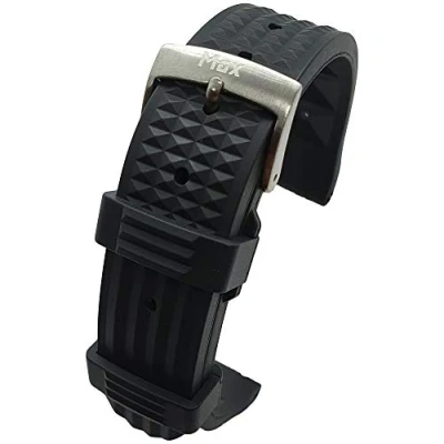 Image of Max Quick Release FKM Rubber Divers Watch Strap Replacement Band Waffle Style Fluororubber (20mm, Navy Blue)