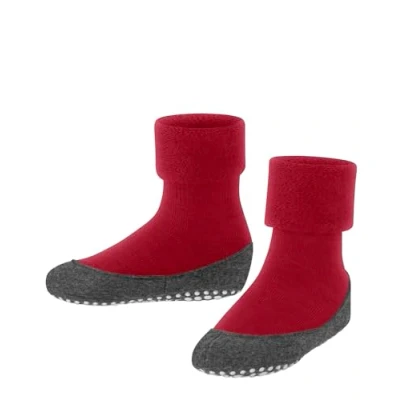 Image of FALKE Unisex Kid&#039;s Cosyshoe Minis K HP Wool Grips On Sole 1 Pair Socks, Pink (Red Pepper 8074), 9 10