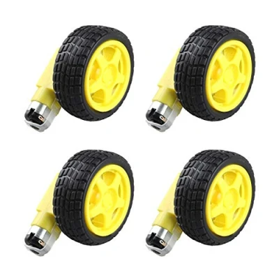 Image of HALJIA 4PCS DC Drive Gear Motor Dual Shaft and Tire Wheel for 3V 6V Smart Car Robot Projects Compatible with Arduino