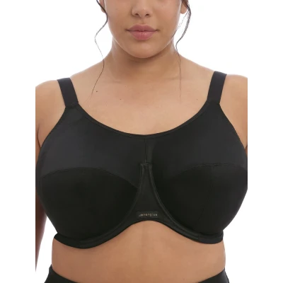 Image of Elomi Womens Energise Full Cup Side Support Sports Bra Black Polyamide Size 40GG