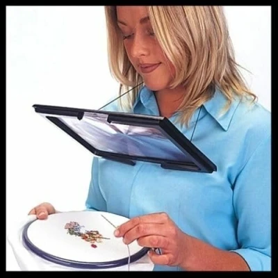 Image of KAV LED Magnifying Glass with Light and Neck Cord Hands Free, Portable, Distortion Free Lens for Reading, Sewing, Crafts, Hobbies 27 X 19.5cm Size
