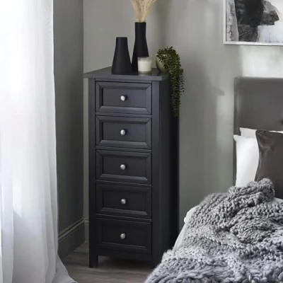 Image of Julian Bowen Maine 5 Drawer Tall Chest, Anthracite, Engineered Wood, One Size