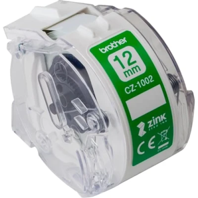 Image of Brother CZ 1002 Zero Ink Roll Cassette, Continuous Length, 12 mm (W) x 5 m (L), Genuine Supplies, White