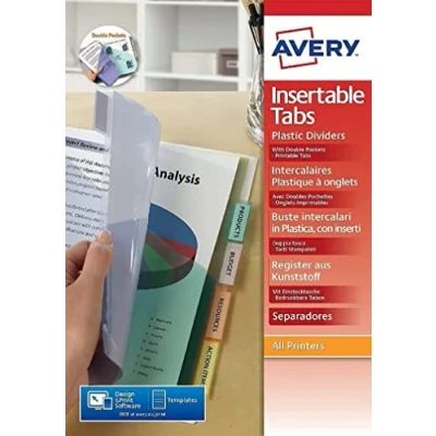 Image of Avery Divider A4 + Polypropylene Pocket with 8 Tabs