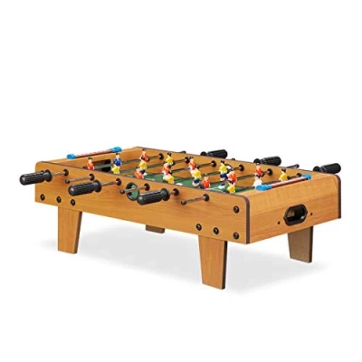 Image of Relaxdays Foosball Game, For Kids and Adults, Tabletop Football Soccer Wood Look, W x D 69 37 cm, Green Brown