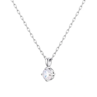 Image of Philip Jones Sterling Silver White Opal Necklace Created with Zircondia® Crystals