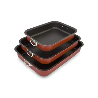 Image of Menax Non Stick Deep Roasting Oven Baking Tins Trays Pan 3 Piece Set