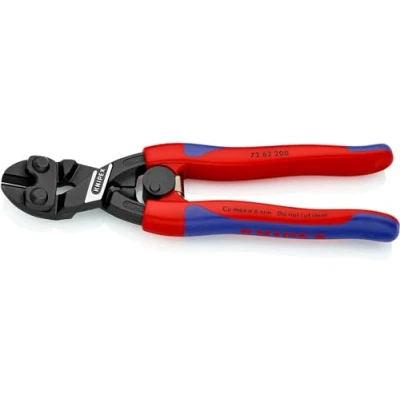Image of Knipex High Leverage Flush Cutter for soft metal and plastic black atramentized, with slim multi component grips 200 mm 72 62