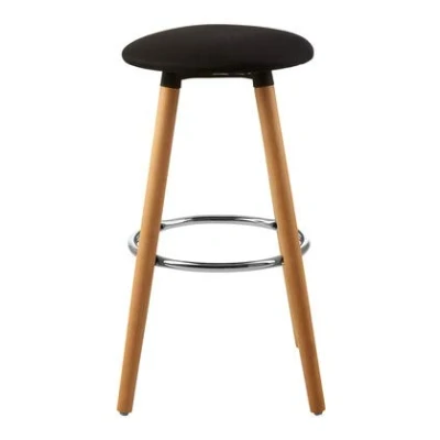 Image of Interiors by Premier Black Round Bar Stool, Easy to Clean Kitchen Footrest Barseat, Space Saver Breakfast Stool
