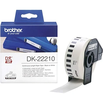 Image of Brother Paper Labelling Tape 29mm x 30.48m Black on White DK22210