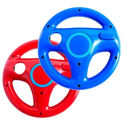 Image of NBCP Wii Steering Wheel, 2 Pack Controller Mario Kart Racing Wheel Game for Nintendo Remote (Red+Blue)