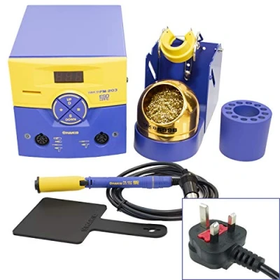 Image of Hakko FM 203 Professional Dual Channel Rework, Soldering &amp; Desoldering Station Supplied with Iron Compact high Power 140W 230V BS UK Plug