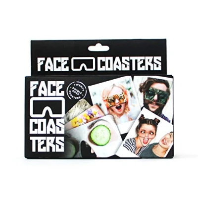 Image of Gift Republic Beer Mat &#039;Face Coasters&#039;, Cardboard, Multi Colour, 15.5 x 3.5 13 cm