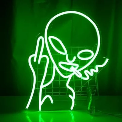 Image of Neon Light Signs, Green Alien Signs LED Sign For Wall Decor,Game Room Decor,Hip Hop Party Decor,Bedroom Decor (Alien 13)