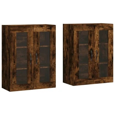 Image of vidaXL Wall Mounted Cabinets 2 pcs Smoked Oak Engineered Wood